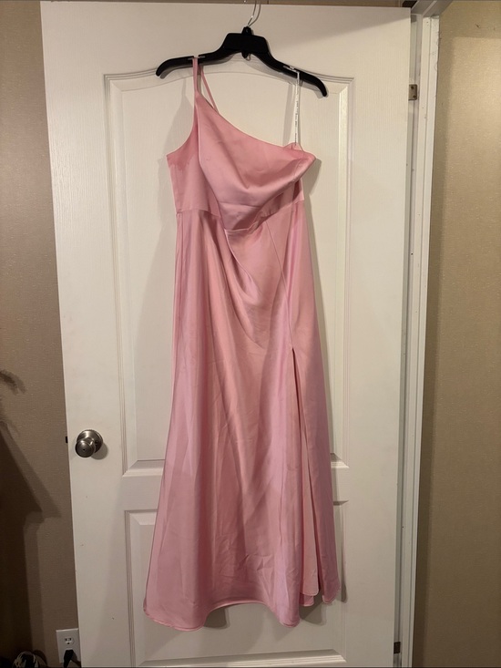 Birdy Grey Dresses & Skirts - Birdy Grey One-Shoulder Bubblegum Pink Satin Gown